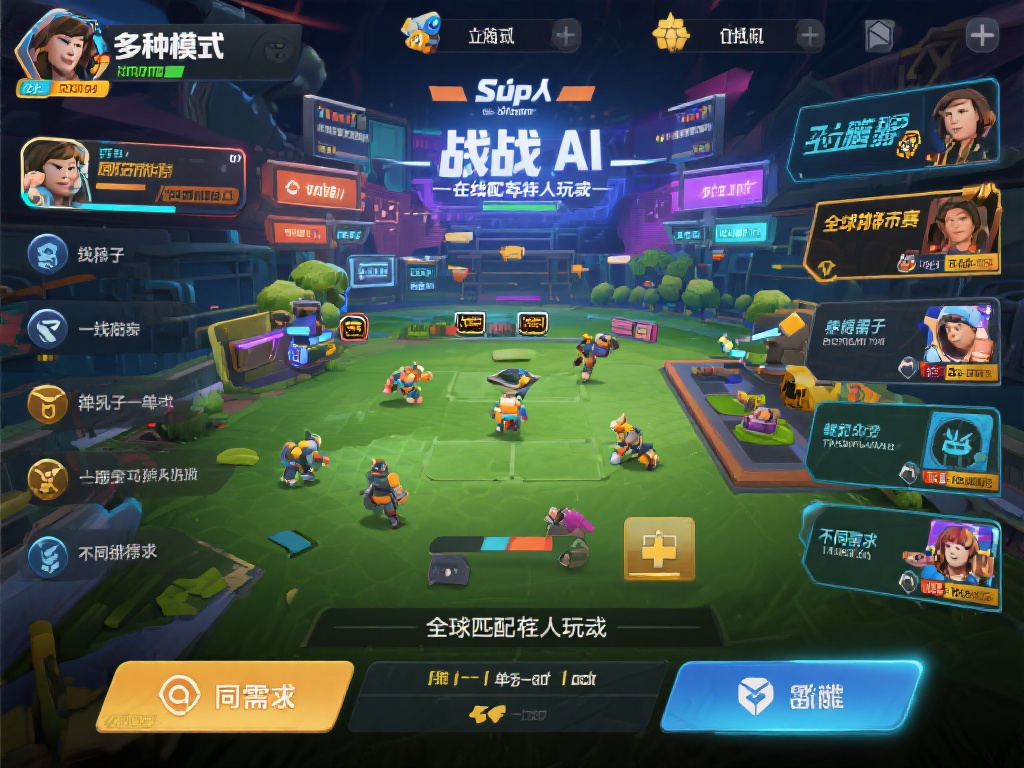 此外，游戏还提供了多种模式和玩法，例如单人对战AI